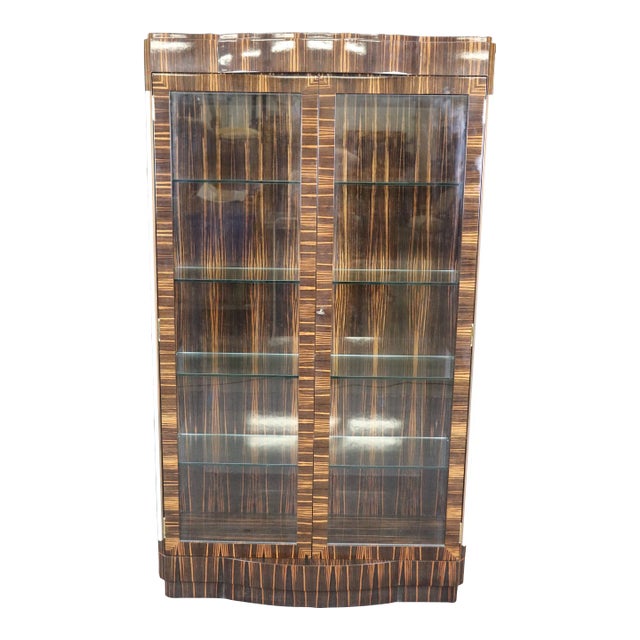 Macassar Ebony Lighted Contemporary French-Made Art Deco Vitrine Manner Ruhlmann For Sale