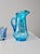 Antique Blue Hand-Painted Glass Pitcher and Tumbler Set For Sale - Image 12 of 14