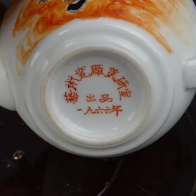 Chinese Vintage Porcelain Tea Pot China Famille Rose Porcelain Tea Pot Hand Painted Ink Color With Gold Tracery Children Pattern For Sale - Image 4 of 8
