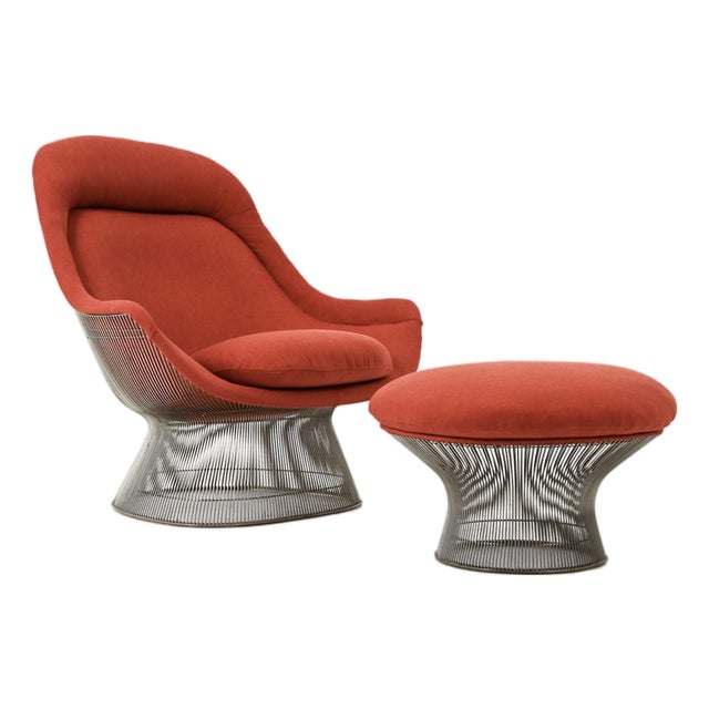 Set of Lounge Chair and Ottoman attributed to Warren Platner for Knoll International, 1960s For Sale
