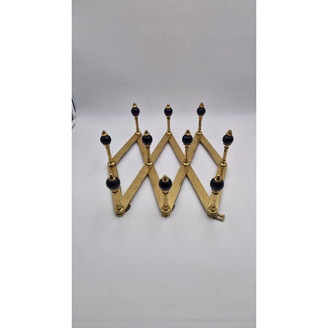 Azucena Model AT4 Coat Hanger in Brass with Black Bakelite Spheres by Luigi Caccia Dominioni for Azucena, 1950s For Sale - Image 4 of 12
