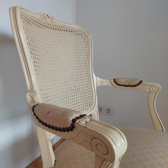 Cream French Rococo Wooden Armchair For Sale - Image 8 of 12