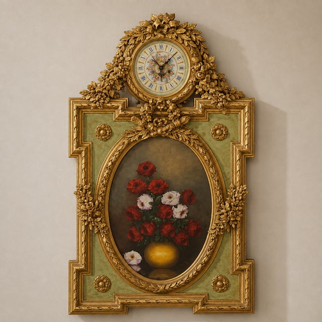 Add timeless European elegance to your interior with this ornate French-style wall clock, featuring an exquisite floral...