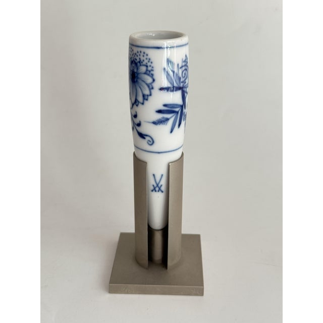 Ceramic New Cutout Blue Onion Pattern Mini Vase from Meissen Design, 1990s For Sale - Image 7 of 7