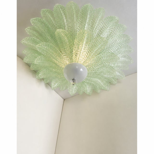 Murano Venetian Leaves Flush Mount in Green Murano Glass by Simoeng For Sale - Image 4 of 7