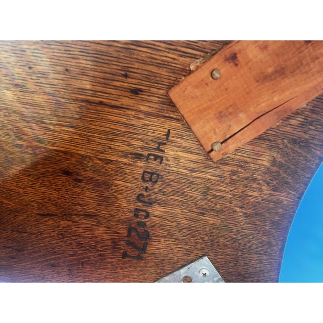 Antique Tiger Oak Library Table / Desk – Bailey, Jones & Co., Jamestown, n.y. For Sale - Image 6 of 8