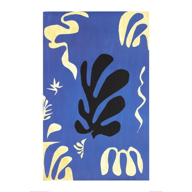 Contemporary 1990 Henri Matisse 'Composition Fond Bleu' Contemporary Black & White,Blue,Yellow Italy Offset Lithograph For Sale - Image 3 of 3