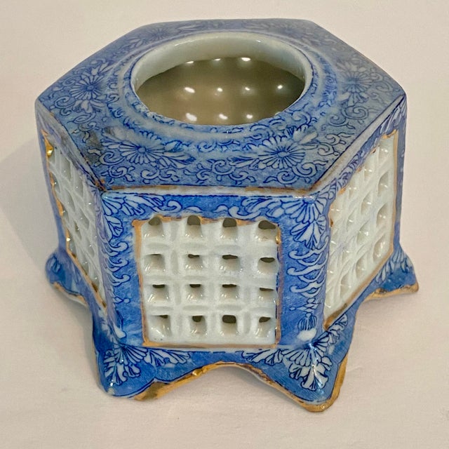 Antique Chinese Blue and White Porcelain Cricket Cage Inkwell For Sale - Image 14 of 15