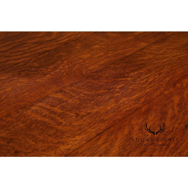 Antique 57" Round Oak Pedestal Dining Table With Carved Claw Feet For Sale - Image 18 of 18