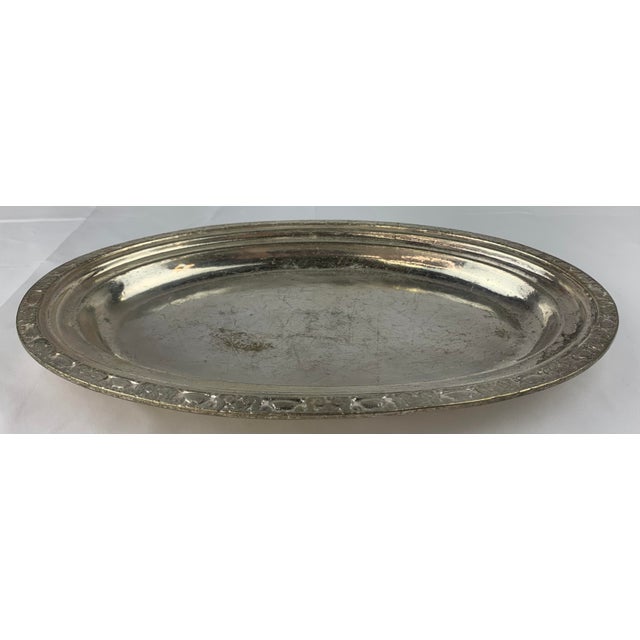 Mid 20th Century Waldorf Astoria Hammered Silver-Plated Medium Size Serving Tray For Sale In Los Angeles - Image 6 of 12