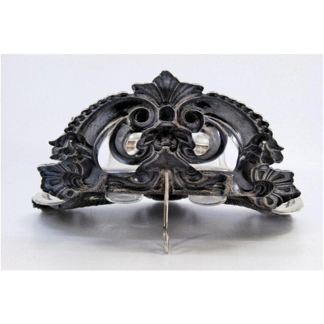 Cut Silver Inkwell with Scrolls and Shells For Sale - Image 5 of 9