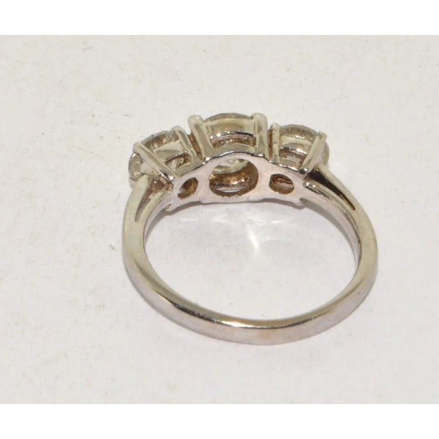 Exquisite 18ct White Gold Trilogy Diamond Engagement Ring – 2ct, British Vintage Original For Sale - Image 10 of 18