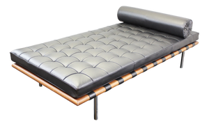 Daybed in Black Leather by Ludwig Mies van der Rohe for Knoll International, 2010s