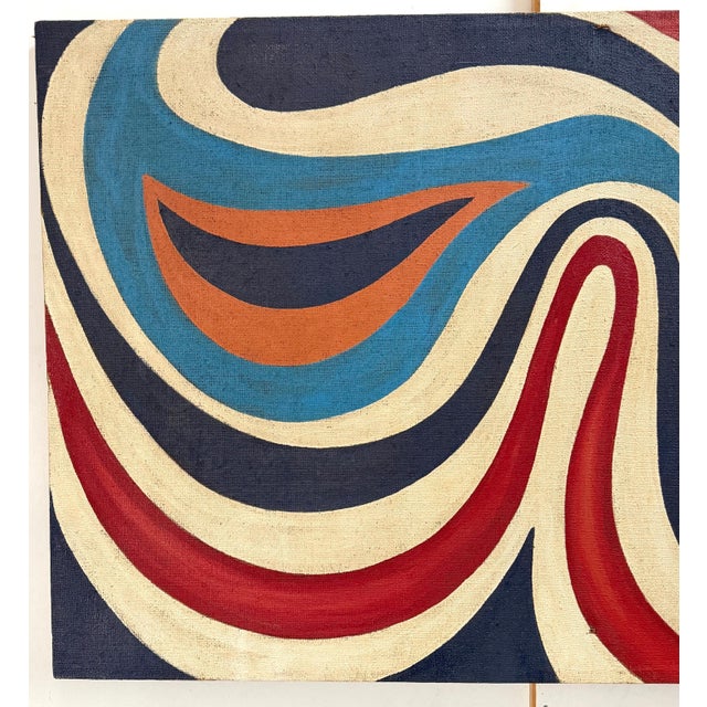 Large Mid Century abstract Oil on Burlap Alexander Calder School, Circa 1950s For Sale - Image 15 of 18