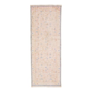 Vintage Persian Hamadan Shabby Chic Beige Handmade All-Over Wool Runner For Sale