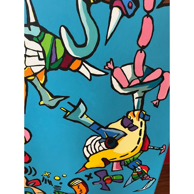 Sky Blue Untitled 2008 Contemporary Graffiti Pop Art Painting by Ferenc Balint For Sale - Image 8 of 12