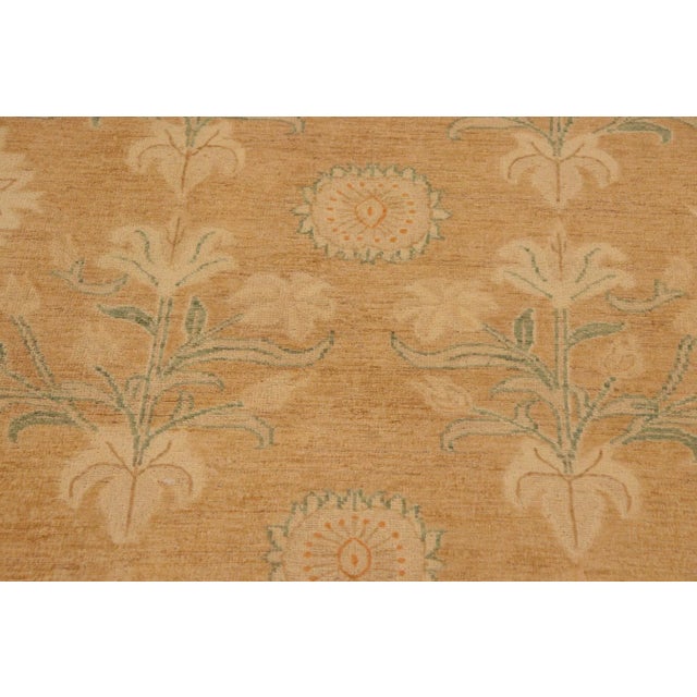 1990s Contemporary Sun Faded Brown/Green Hand Knotted Wool Rug - 10'4" X 13'9" For Sale In New York - Image 6 of 10