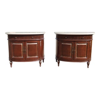 Pair Jeffco French Louis XVI Style Marble Top Commodes For Sale