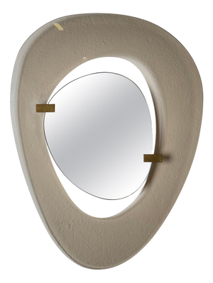 Asymmetrical Fumè Mirror attributed to Max Ingrand for Fontana Arte, Italy, 1958