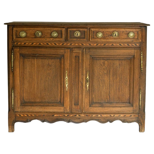 1820s French Baroque Oak Buffet With Brass Details For Sale - Image 15 of 18