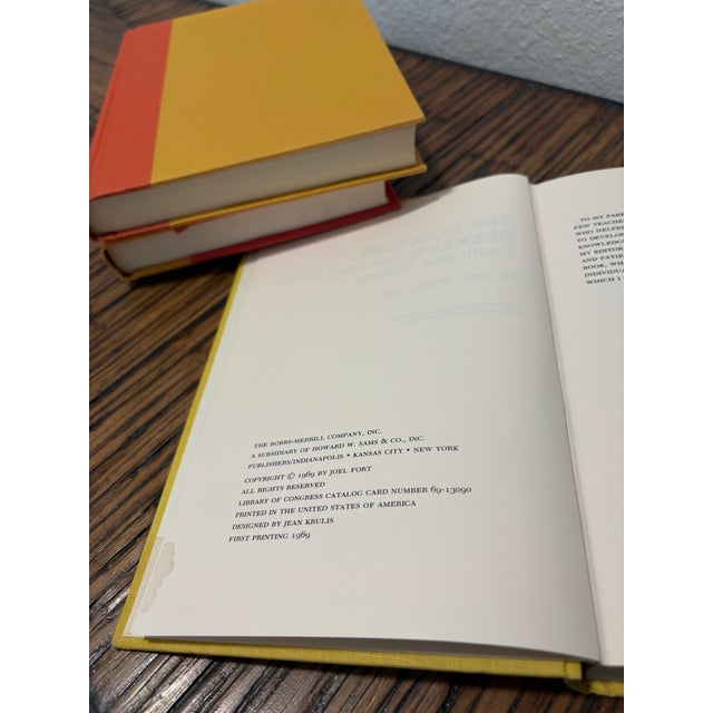 Vintage Citrus Monochromatic Hardcover Book Stack - Set of 3 - Tangerine Orange & Lemon Yellow - Mid-Century Nyc Counterculture Decor For Sale - Image 9 of 12