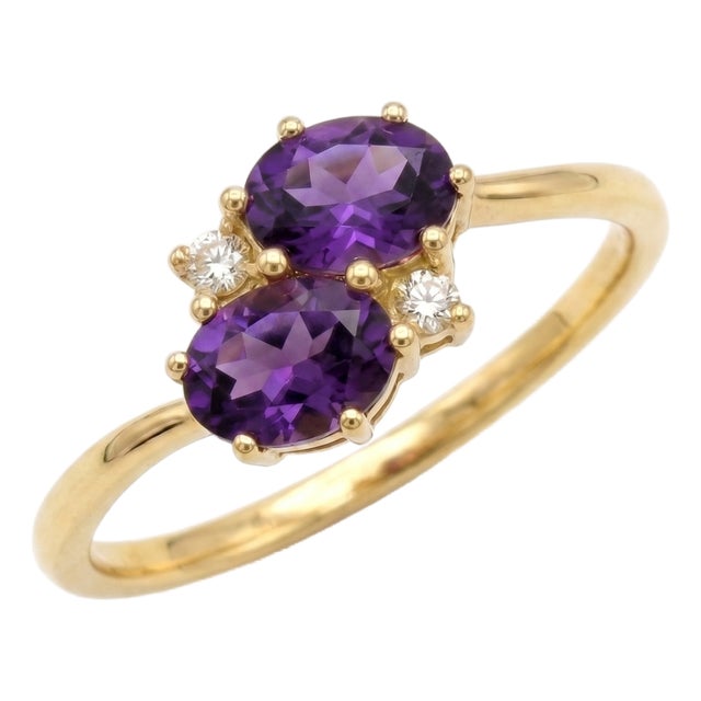 Amethyst "Toi Et Moi" Gemstone Ring – Gold Vermeil Two-Stone Promise Ring Us 7 For Sale