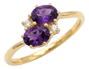 Amethyst "Toi Et Moi" Gemstone Ring – Gold Vermeil Two-Stone Promise Ring Us 7