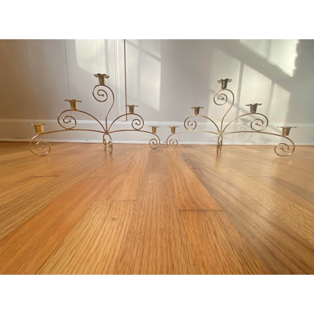 1980s Mid Century Brass Candle Holders Votive Centerpiece- Set of 2 For Sale - Image 4 of 6