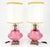 Pair of Large Cranberry Glass Crystal Decorated Table Lamps MINT! For Sale - Image 4 of 15