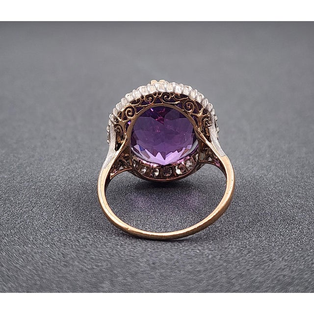 16.00 Ct Vintage Amethyst & Diamond Ring Size 7.5 For Sale In Chicago - Image 6 of 8