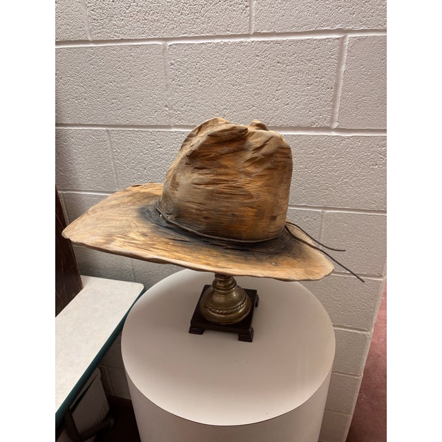 1970s Carved Cowboy Hat, Signed by Artist For Sale - Image 4 of 6