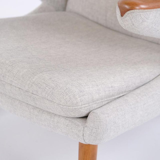 Gray Model AP19 Papa Bear Chair in Light Grey Hallingdal Fabric and Teak attributed to Hans J. Wegner for PP Møbler, 1950s For Sale - Image 8 of 11