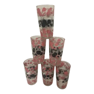 Mid Century Hazel-Atlas Atomic Polka Dot Tallboy Tumbler Glass - Set of 6