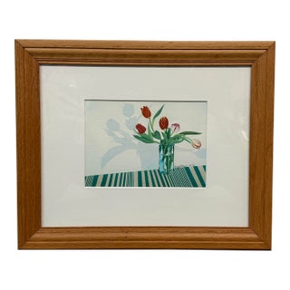 Sally Baker Red Tulips in Vase I/P Artwork, Signed For Sale