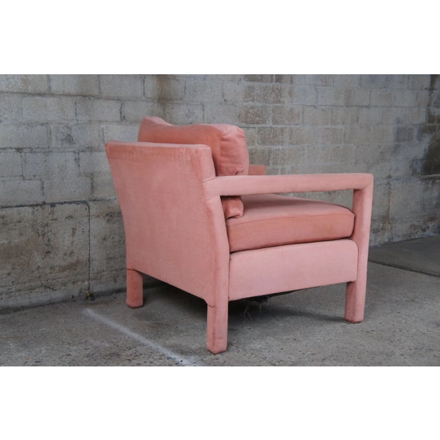 Mid 20th Century Mid Century Modern Milo Baughman Parsons Style Pink Mohair Lounge Chair For Sale - Image 4 of 12