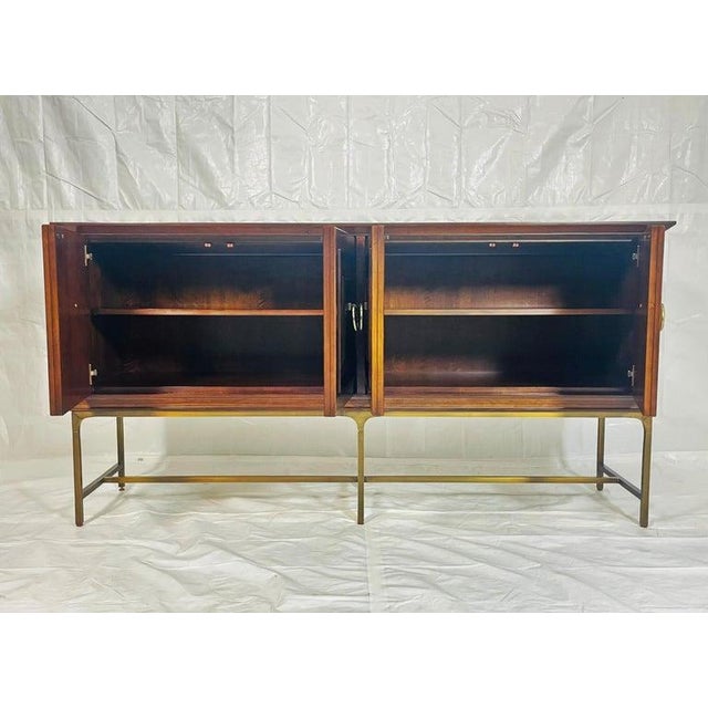Walnut and Brass Credenza by Century Furniture, Made in the United States For Sale - Image 10 of 18
