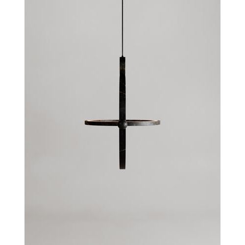 Limited edition, black marble stone ring-shaped gaïa lamp by esther knopfler dimensions: l 80 x w 116 x h 120 cm....