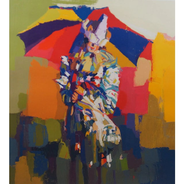 1979 Nicola Simbari Clown a L’ombrelle Serigraph, Framed For Sale - Image 4 of 12