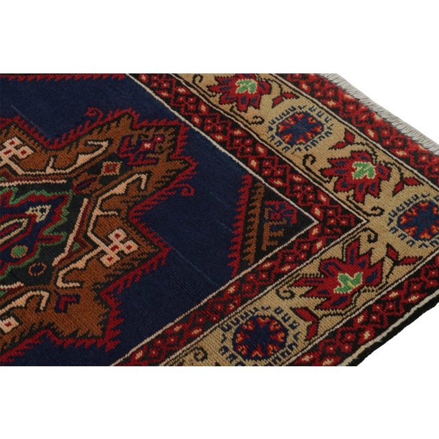 Rug & Kilim’s Baluch Runner Rug in Navy Blue With Rust Tone Medallions For Sale In New York - Image 6 of 8