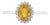 Oval Yellow Sapphire & Diamond Halo Vintage Ring in 14k White Gold Size 4 For Sale