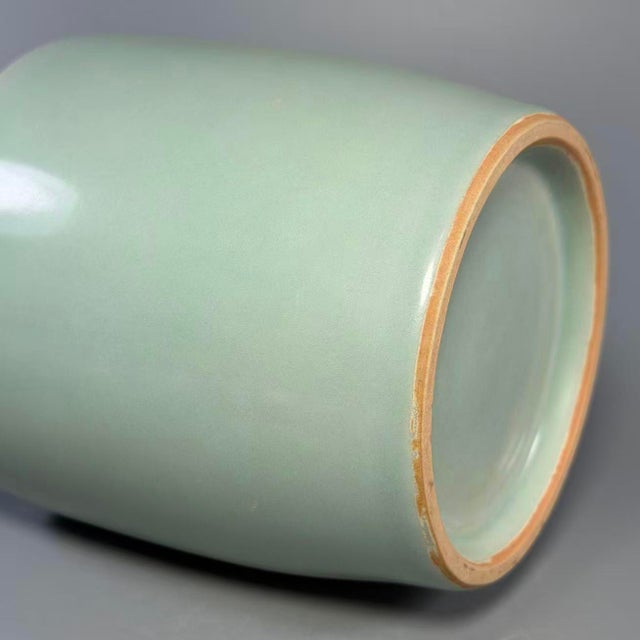 Ceramic Vintage Chinese Longquan Celadon Porcelain Vase | One of a Kind, Dragon‑Shaped Twin Handles For Sale - Image 7 of 7