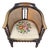 Antique English Edwardian Oak Caned Tub Chair With Floral Needlepoint Seat, Circa 1910 For Sale