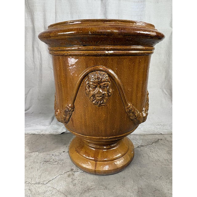 Large French Anduze Garden Urn in Honey Brown Glaze For Sale - Image 4 of 7