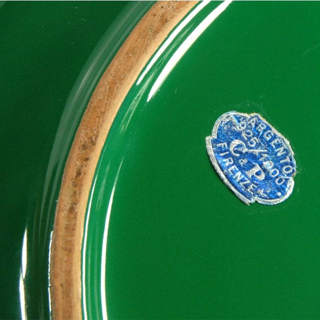 Silver Overlay Green Ceramic Set from C&P Firenze, Italy, 1950s, Set of 4 For Sale - Image 11 of 12