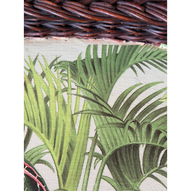 Coffee Vintage Hand Painted & Decoupaged Rattan Leopard Oval Serving Tray For Sale - Image 8 of 11
