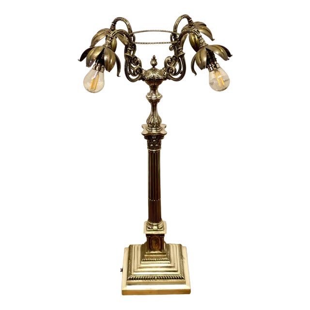 Tall Silver Plated Table Lamp, 1890s For Sale