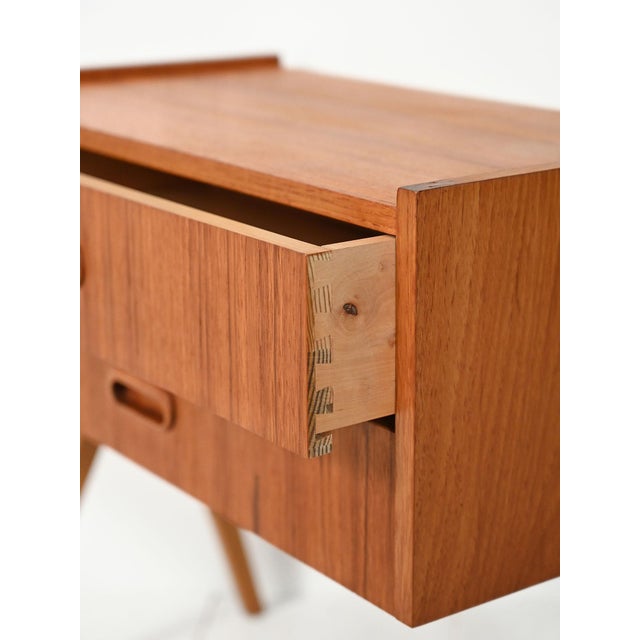 Brown Scandinavian Teak Bedside Table with Two Drawers, 1960s For Sale - Image 8 of 11