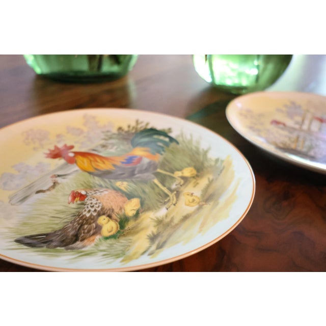 Ceramic Vintage Royal Staffordshire Rooster & Hen Plates by H. Rajot – Set of 2 Hand-Painted Barnyard Wall Décor or Serving Plates For Sale - Image 7 of 7