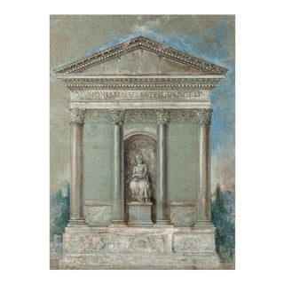 Unknown - Neoclassical Architecture - Original Ink, Pastel and Watercolor - 19th Century For Sale