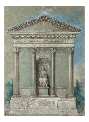 Unknown - Neoclassical Architecture - Original Ink, Pastel and Watercolor - 19th Century